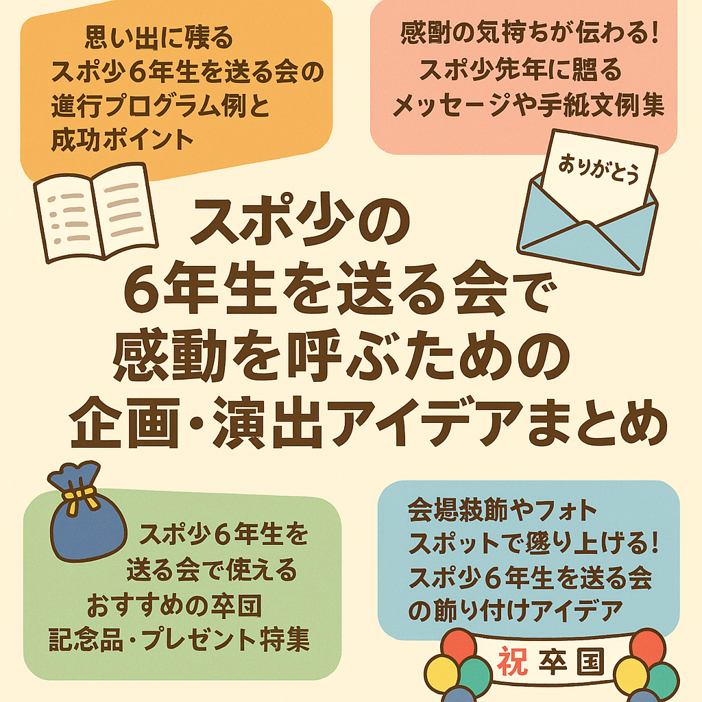 「スポ少6年生を送る会」感動の演出アイデアと成功のコツまとめ！卒団生に最高の思い出を