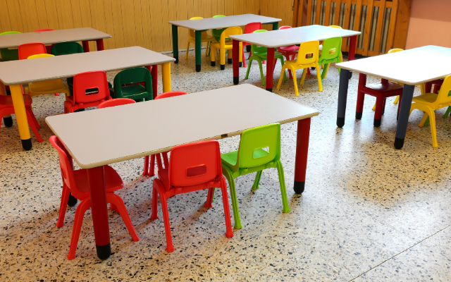 A bright and spacious daycare classroom