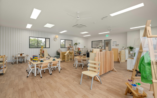 A bright and spacious daycare classroom
